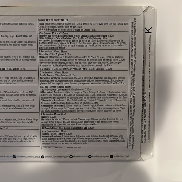 Brand new Simplicity 8356 Pattern Festival Bags - Picture 4 of 5